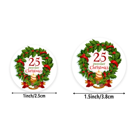 Rotolo di Adesivi Buon Natale in Carta Kraft Etichette Sigillanti Rotonde per Decorazione Regali Cancelleria per Feste