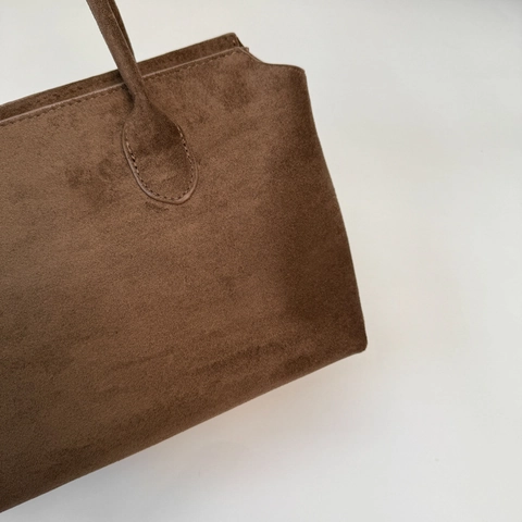 Retro Minimalist PU Suede Texture Large Tote Bag For Women Solid Color Large Capacity Commuter Shoulder Bag Handbag Zipper Closure