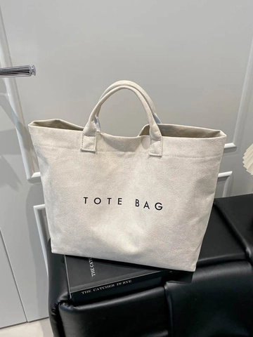 Borsa Tote Donna Grande Capacità in PU Con Stampa di Lettere Semplice Moda Ufficio Pendolare Tinta Unita