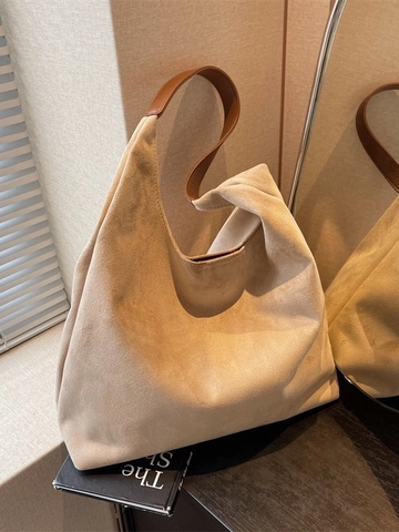 Bolso Tote Vintage de Gran Capacidad para Mujer Tejido Terciopelo Diseño Minimalista Color Sólido Bolso Hombro Hobo Axila