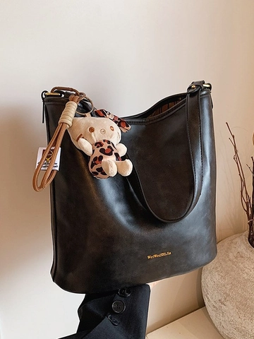 Vintage Damen PU Leder Eimertasche Große Kapazität Retro Schulter Hobo Tasche Hochwertige Unterarm Tote Bag Stilvolle Straße Handtasche
