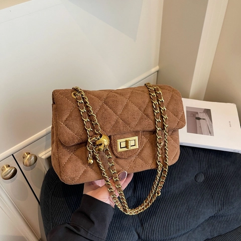 Borsa a Spalla Vintage in Velluto Trapuntato a Diamante da Donna Moda Tracolla con Sfera Metallica Regolabile Borsa a Patta Quotidiana