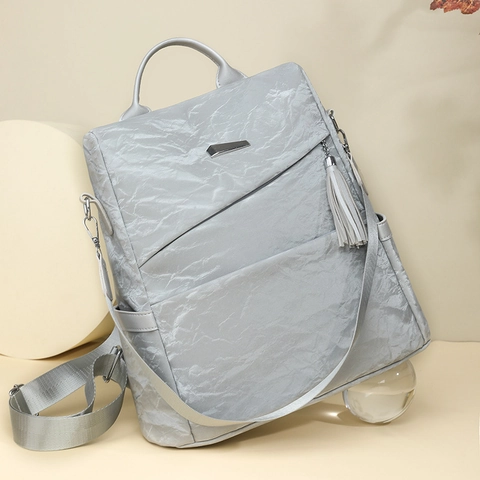 Damen Mode Falten Rucksack Hohe Kapazität Leicht Reise Rucksack Mit Quaste Diebstahlsicher Pendler Weicher Stoff Tasche