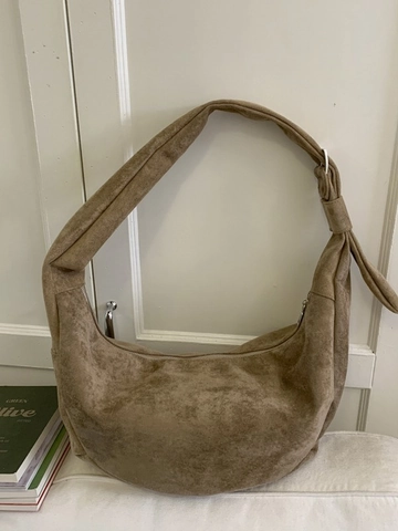 Bolso Hobo de Gamuza de Gran Capacidad para Mujer Bolso de Bandolera Retro en Forma de Dumpling Bolso de Hombro Casual de Color Sólido Con Correa Ajustable