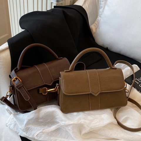 Damen Retro PU Leder Kleine Quadratische Tasche Urban Minimalistische Umhängetasche 2025 Herbst Mode Handtasche Täglich Pendeln
