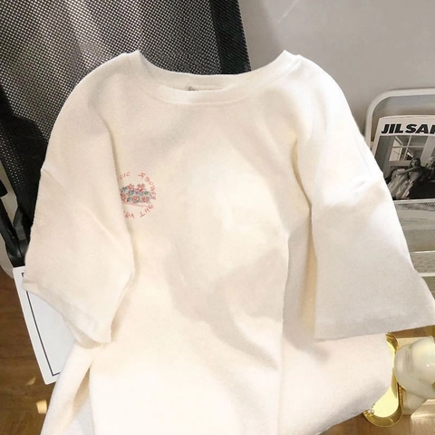 Damen Casual Baumwolle T-Shirt Kirschblüte Berg Druck Lockerer Rundhalsausschnitt Kurzarm Tee Shirt Sommer Streetwear Top