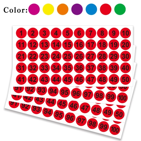 Circular Number Stickers 1-100 Numbering Labels Round Self Adhesive Sequential Stickers For Office Warehouse Classroom Organizing Storage Number Tags
