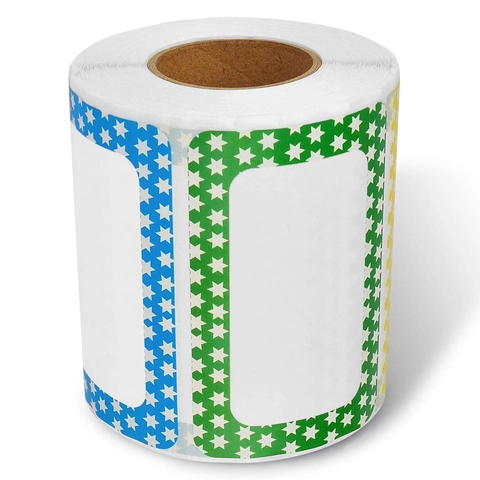 Etichette per Nomi con Bordo a Stella Multicolore per Bambini Studenti Scrittura Stampa Adesivi per Classificazione Etichette in Carta Kraft Autoadesive