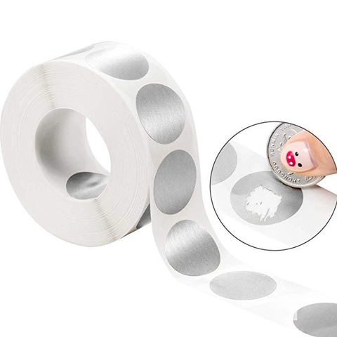 Etichette Adesive Grattabili Rotonde Argento Metallico per Giochi da Festa Carte a Sorpresa Attività Fai da Te Decorazione