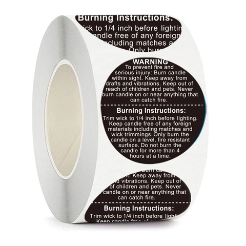 Adhesive Round Candle Warning Stickers Circular Safety Labels Burning Instructions For Jar Candles Tins Handcrafted Decor