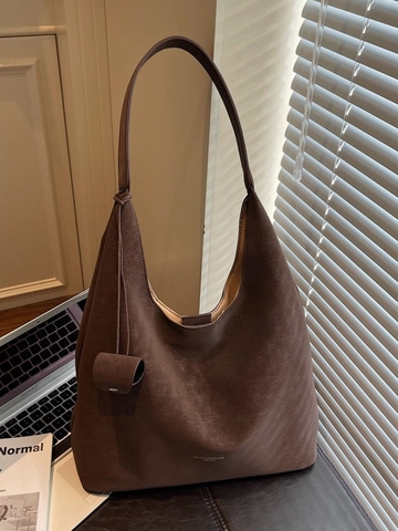 Borsa Tote Grande Capacità Donna Minimalista Vintage in Pelle PU Opaca Borsa a Spalla Casual Hobo Bag Ciondolo Pendolare