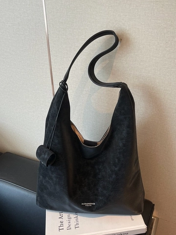Borsa Tote Grande Capacità Donna Minimalista Vintage in Pelle PU Opaca Borsa a Spalla Casual Hobo Bag Ciondolo Pendolare
