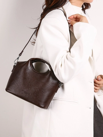 Bolso de Cubo de Cuero PU Vintage para Mujer Moda Textura de Guijarro Bolso de Hombro Bolso de Mano para Conmutar Diseño Retro