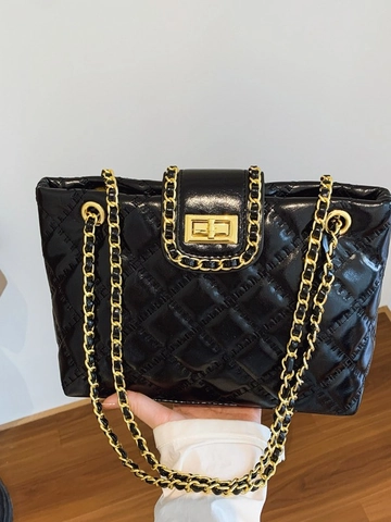 Women Fashion PU Leather Quilted Tote Bag Diamond Lattice Chain Shoulder Bag Large Capacity Daily Commuter Handbag