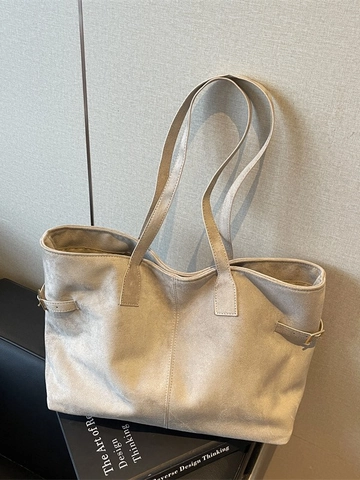 Borsa Tote Vintage in Camoscio Grande Capacità per Donna Borsa a Spalla Casual Retro Morbida Borsa Pendolare con Fibbia