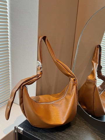Borsa Hobo in Pelle PU Cerata Vintage per Donna Grande Capacità Borsa a Tracolla Dumpling a Mezzaluna Borsa a Tracolla Minimalista Pendolare