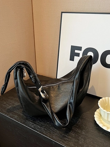 Borsa Hobo in Pelle PU Cerata Vintage per Donna Grande Capacità Borsa a Tracolla Dumpling a Mezzaluna Borsa a Tracolla Minimalista Pendolare