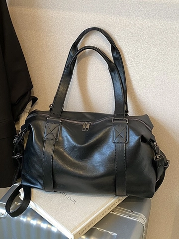 Women's Large Capacity PU Leather Tote Bag Vintage Casual Shoulder Crossbody Bag For Daily Commuting Stylish Handbag