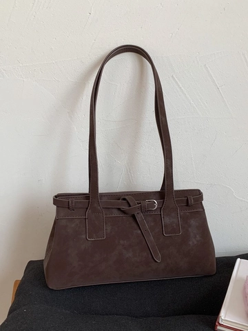 Borsa a Tracolla da Donna Minimalista Retrò in Pelle PU Effetto Scamosciato Con Fibbia Decorativa Borsa Sottobraccio Street Style