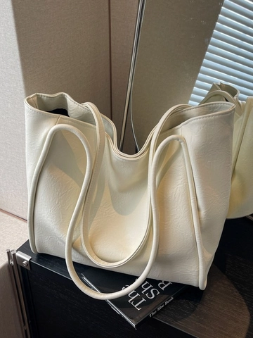 Large Capacity PU Leather Tote Bag For Women Minimalist Solid Color Shoulder Bag Versatile Office Travel Fashion Handbag