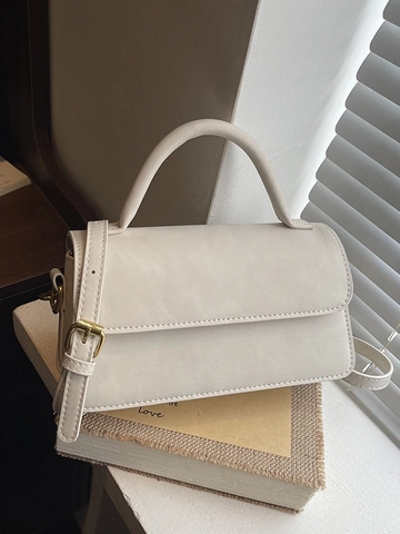 Damen Vintage Matt PU Leder Umhängetasche Mode Klappe Quadratische Schultertasche Mit Tragegriff Einfarbig Ranzen Handtasche