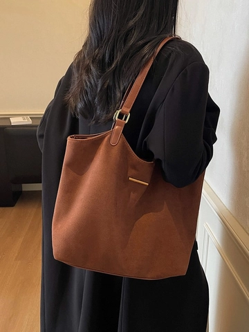Borsa Tote da Donna Retrò Pendolare Grande Capacità Minimalista in Pelle PU Borsa a Tracolla Sottobraccio Moda Ufficio