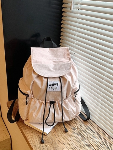 Zaino da Donna Stile Coreano Casual Leggero Coulisse Grande Capacità Nylon Borsa da Scuola per Studenti Pendolarismo Viaggio