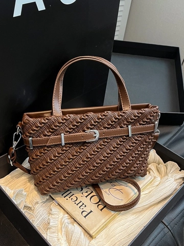Women Vintage PU Leather Pleated Boston Bag Chic Handbag With Metal Buckle Commuting Shoulder Bag Small Crossbody Bag