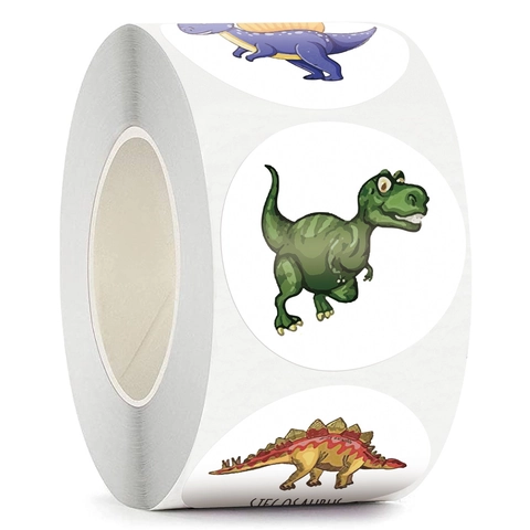 500 Aufkleber Pro Rolle Süße Cartoon Dinosaurier Aufkleber Runde Belohnungsetiketten Für Kinder Lehrer Klassenzimmer Schule Schreibwaren Dekoration