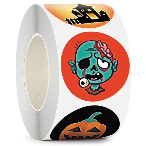 Rotolo di Etichette Adesive Decorative con Animali dei Cartoni Animati per Halloween Decorazione per Feste Adesivi Halloween