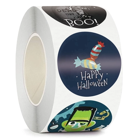 Cartoon Monster Ghost Witch Round Adhesive Stickers For Halloween Gift Sealing And Party Decoration Happy Halloween Kids Labels