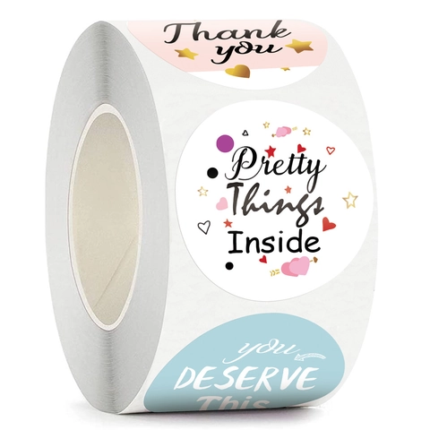 Dankjewel Stickers Rol Ronde Zegel Etiketten Meerdere Patronen Decoratieve Gecoat Papier Stickers Voor Cadeauverpakking Envelop Decoratie Handgemaakte Ambacht
