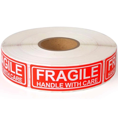 Pegatinas Fragile Handle With Care Etiquetas de Envío Rojas Adhesivas Etiquetas de Embalaje Protección de Paquetes Rollo