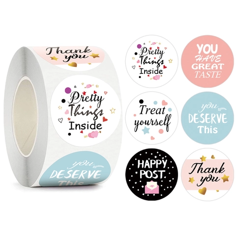 Dankjewel Stickers Rol Ronde Zegel Etiketten Meerdere Patronen Decoratieve Gecoat Papier Stickers Voor Cadeauverpakking Envelop Decoratie Handgemaakte Ambacht
