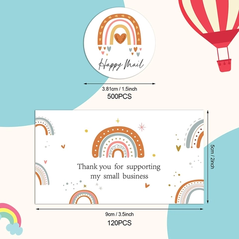 Biglietti Ringraziamento Rainbow Boho Per Piccole Imprese Happy Mail Adesivi Etichetta Decorazione Imballaggio Per Spedizione