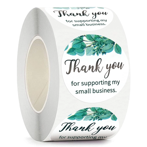 Rotolo di Adesivi di Ringraziamento con Foglia di Eucalyptus ad Acquerello per Piccole Imprese Imballaggio Sigillatura Etichette Adesive Botaniche Rotonde