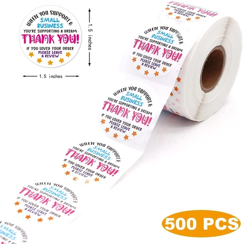 Rotolo di Adesivi di Ringraziamento Arcobaleno Etichette Adesive per Piccole Imprese per Sigillatura di Confezioni Regalo