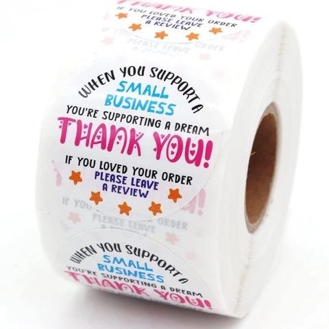 Rotolo di Adesivi di Ringraziamento Arcobaleno Etichette Adesive per Piccole Imprese per Sigillatura di Confezioni Regalo