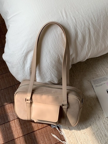 Koreanisch Minimalistisch Retro Damen Schultertasche PU-Leder Wildledertextur Unterarmtasche Große Kapazität Handtasche Für Den Alltag