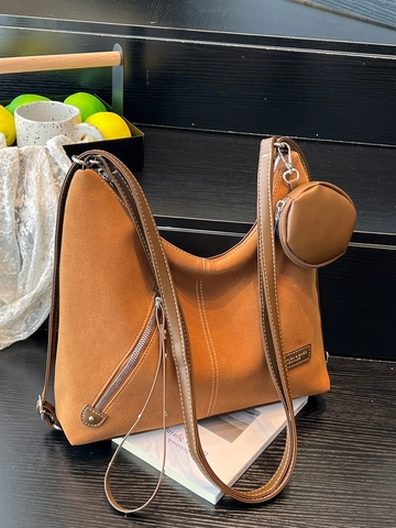Borsa Tote in Pelle PU Grande Capacità Donna Moda Cuciture a Contrasto Borsa Hobo a Tracolla Con Portamonete Mini Quotidiana