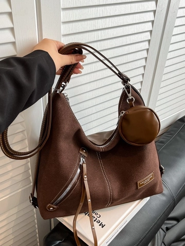 Borsa Tote in Pelle PU Grande Capacità Donna Moda Cuciture a Contrasto Borsa Hobo a Tracolla Con Portamonete Mini Quotidiana