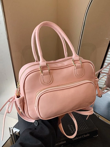 Mode Dames PU Leder Boston Tote Bag Stiksel Multifunctionele Schouder Rugzak Casual Dagelijks Handtas Grote Capaciteit Top Handle Tas