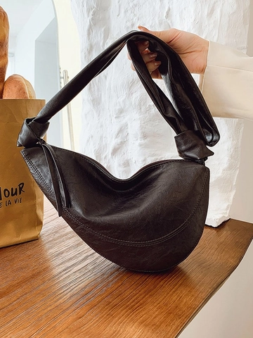 Borsa a Spalla Mezzaluna in Pelle PU Urbana Semplice per Donna Moda Tracolla con Nodo Grande Capacità Borsa a Tracolla