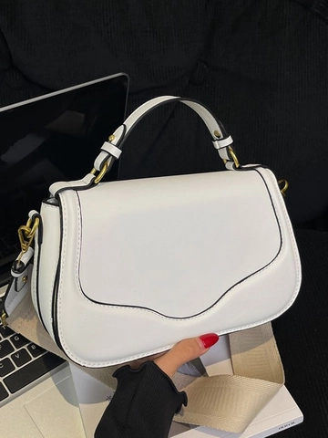 Borsa a Sella da Donna in Pelle PU Moderna Minimalista con Patta Borsa a Tracolla Pendolare con Manico e Tracolla Regolabile