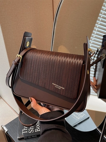 Borsa a Tracolla da Donna in Pelle PU con Trama Intrecciata Tracolla Larga Piccola Borsa a Mano Quadrata Messenger Quotidiana