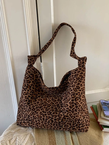 Borsa Tote in Camoscio con Stampa Leopardata a Grande Capacità per Donna Borsa a Spalla Retrò alla Moda Borsa Hobo Casual per Pendolari