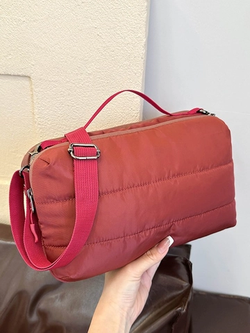 Women Lightweight Quilted Puffer Crossbody Bag Soft Padded Shoulder Bag Solid Color Rhombic Tote With Adjustable Strap