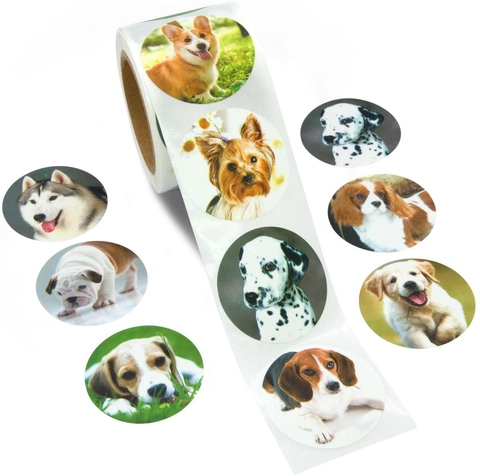 Dog Animal Pattern Stickers Roll Decorative Animal Labels For Kids Scrapbooking DIY Stationery Art Paper Stickers