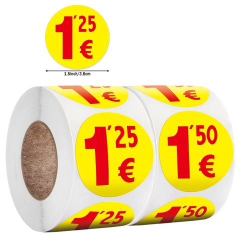 Euro Etichette Prezzi Adesive Rotonde Gialle Etichette per Prezzatura Supermercato Al Dettaglio Adesivi per Etichettatura