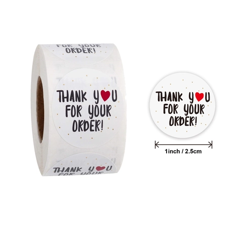 Rotolo di Adesivi Sigillanti Circolari Con Motivi a Cuore Floreale Thank You Handmade Baked With Love Per Imballaggio